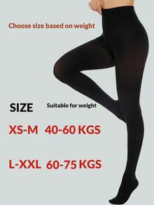 1 Pair Opaque Black Tights, Women's Slim Fit 80D Microfiber Pantyhose, Available In 2 Sizes, Suitable For Spring & Autumn - Black - View 5