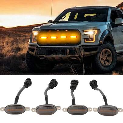 S&D Universell bil fram LED grillbelysning rökfärgad bärnsten 6LED grillbelysning Eagle Eye-lampa för terränggående bagageutrymme SUV biltillbehör
