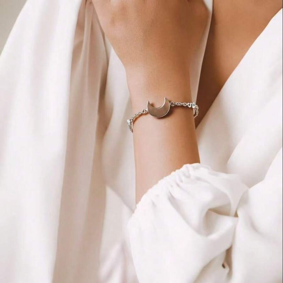 1 buc. Brățară elegantă la modă cu pandantiv de lună cu cristale de zirconiu, bijuterii pentru femei, cadou de nuntă, nou-venită