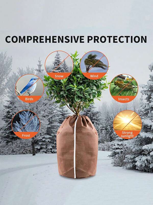 1PC Insulated Plant Cover For Winter Protection - Frost Proof Garden Plant Protector Bag, Durable Reusable Rectangular Fabric Container Accessory