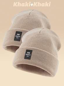 1pc Outdoor Casual N86BROOKLYN Logo Knitted Beanie Hat, Multiple Colors, Warm Winter Skull Cap Fall Outfit