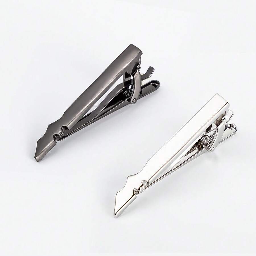 Fashion Personalized Silver Black Metal Blank Design Tie Clip For Men's Tie