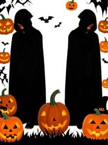 Christmas Vampire Cloak Black & Red Cape, Red Collar Wizard Vampire Cloak, Hooded Grim Reaper Cloak, Costume For Role Play, Party Decor, Photography Props, Stage Performance Accessories - Multicolor - View 4