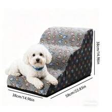 1pc Cartoon Pet Stairs, 2/3/4/5 Steps High Elastic Foam Climbing Ladder Suitable For Elderly, Disabled Pets To Access Sofa, Bed, Non-Slip & Removable