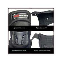 1 par de rodilleras y coderas ajustables - Absorción de impactos, retención de calor, equipo de  con cierres de  y almohadillas de goma esponjosa, negro con ribete rojo, apto para motociclismo y deportes al aire libre | Diseño elegante en negro | Almohadillas de goma esponjosa, protegen eficazmente las rodillas y aumentan la  al conducir. - Negro - Ver 4