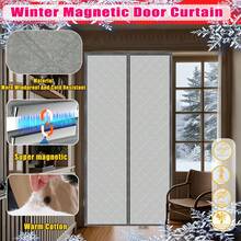 1pc Magnetic Thermal Insulation Door Curtain, Thickened Polyester Fiber Filling And Polyester Fabric, Fits Door 90cm X 200cm, Temporary Magnetic Thermal Insulation Cover For Winter, Helps Retain Warm/Cool Air - Multicolor - View 2