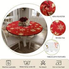 1/36 件圣诞雪花桌布，带弹性边缘，易于清洁的涤纶面料 | 非常适合厨房、餐厅、户外野餐、露营、花园派对、活动、家居装饰、节日装饰、派对必备、圣诞桌布、圣诞背景布、节日餐饮装饰、节日桌布、圆桌布、季节性桌布、派对餐桌必备 - 多色03 - 查看 7
