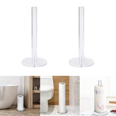 1pc Clear Paper Holder Acrylic Tissue Stand Holder Toilet Paper Holder Storage Rack For Bathroom Kitchen Space Saving