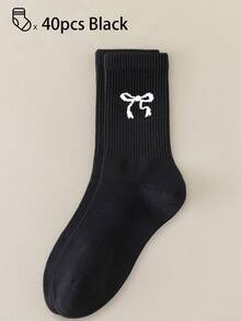 40pcs/30pcs/24pcs Unisex Comfortable Sports Socks, Suitable For Sports & Training, Long Socks For Women, Casual & Business Wear, Antibacterial, Soft, Black & White, Odor-Resistant, Moisture-Wicking, Soft & Lightweight, Suitable For Autumn/Winter, 20pcs/10pcs/8pcs/6pcs/4pcs/2pcs, Fall Socks