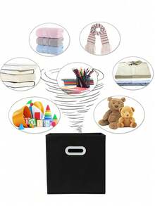 6 Cajas Organizadoras De Tela Plegables Hogar Almacenamiento - Negro - Ver 3