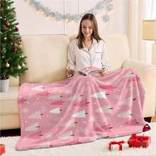 Christmas1pc Green Christmas Tree Flannel Blanket,280gsm,Throw Blankets, Blanket For Bed, Tapestry,Rug, Suitable For Home Decor,The Four Seasons,Winter Decorations, Bedroom Decor, Room Decoration Stuff, Living Room Decor, Picnic Blanket, Best Friend Gifts, Bed.