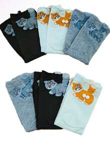 12 pares, calcetines unisex de gato abstracto 3D y huevo, calcetines largos hasta el tobillo, lindos y divertidos, inspirados en el estilo japonés para mujeres - regalo perfecto, diseño versátil cómodo y casual para uso diario, correr, fitness, etc.