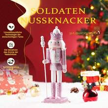 30cm Holzer Nussknacker Soldat Figur Puppe Rosa Glitzer Soldat Puppe Handwerk Ornament Weihnachts Haus Büro Dekoration