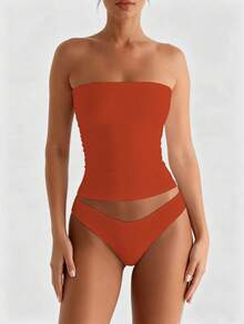 XLLAIS 性感无肩带基础款背心，时尚纯色弹力修身抹胸上衣，适合女性四季穿着