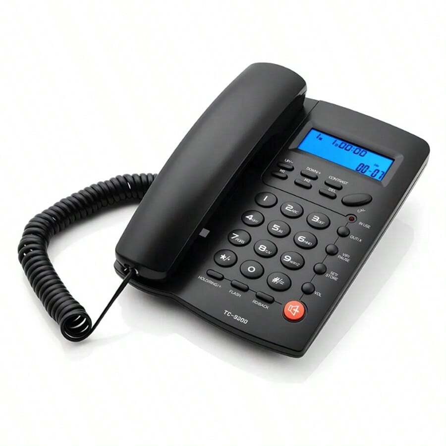 Teléfono De Casa Para Cable Teléfono Fijo Negro Con Pantalla - Negro - Ver 1