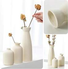 Jarrones de Cerámica,Pequeño Florero para Centro de Mesa,Jarrón Clásico,para La Decoración del Hogar Moderno,Mesa de la Boda,Fiesta,Escritorio,Sala de Estar,Dormitorio de Oficina - beige - Ver 8