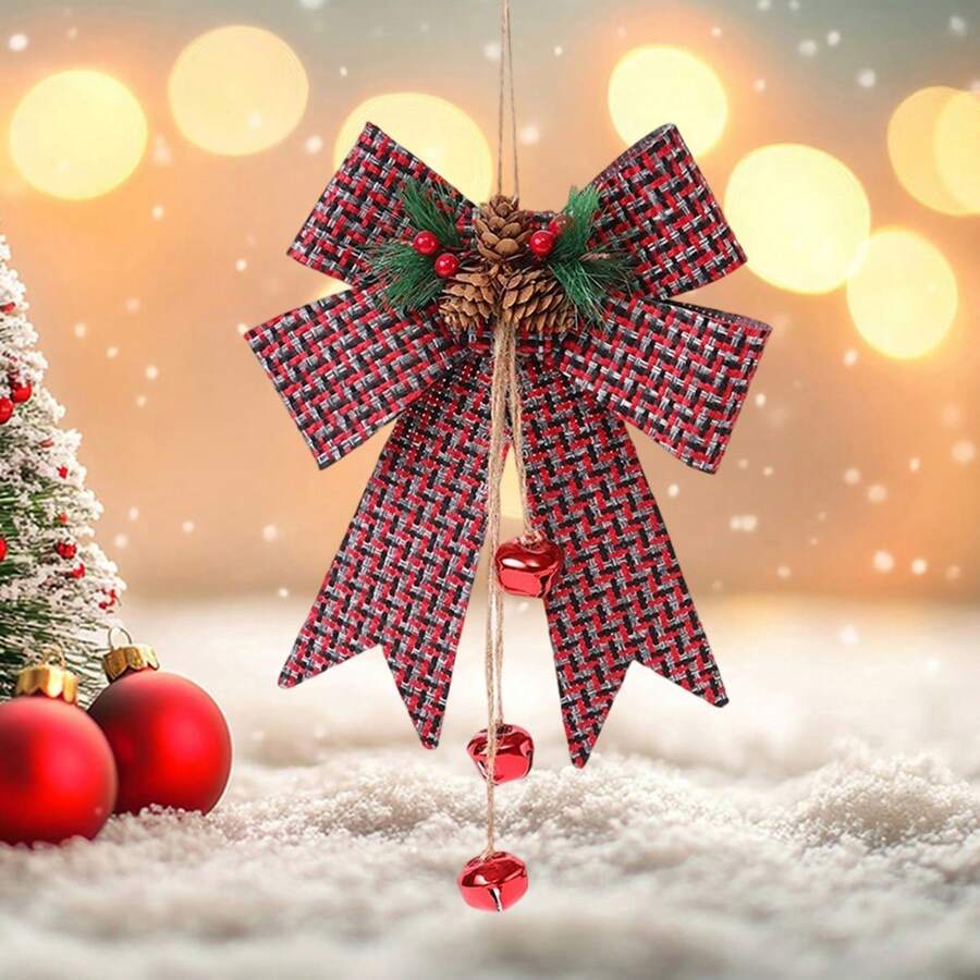 Christmas Bows, DIY Bell Hanging Tree Ornament Portable Home Decor Seasonal Party Favor