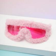 1 Piece Of Women's  With Furry Personality And Winter Fashion, Cute Furry Pink And Blue Glasses, Suitable For Daily Commuting, Going Out With Friends, Vacations, Parties, Christmas Parties, Perfect Gifts For Oneself And Friends - 藍色 - 查看 5