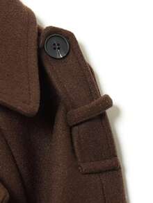 Seelio Autumn/Winter New Women's Fashion Classic Double-Breasted Windbreaker Coat Woolen Overcoat - Brown - View 10