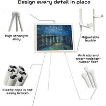 Caballete grueso de 63 pulgadas blanco para exhibición de cartel de boda y póster caballetes ajustables para exhibición de pósteres trípode portátil plegable para pintura de metal para piso blanco - 1piezablanca - Ver 3