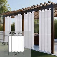 4 Panels Outdoor Sheer Semi-Transparent Curtains For Gazebos, Front Porches, And Pergolas Light-Filtering Privacy Curtains, White - trắng - Xem 15