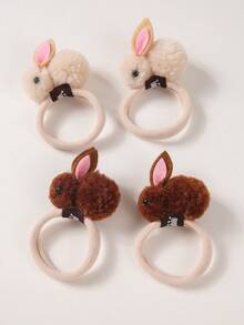 Bộ 4 chiếc kẹp tóc hình thỏ bông dễ thương cho bé gái mùa thu/đông, kiểu công chúa, mềm mại, dùng hàng ngày. - Nhiều màu - Xem 2