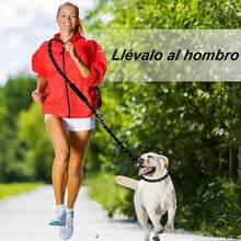 JJW Correa para Perro Manos Libres, Correa Ajustable de Entrenamiento para Perros de 10 pies, Correa de Nailon Resistente, sin tirones para Perros Grandes y medianos (Negro) - 1 - Ver 9