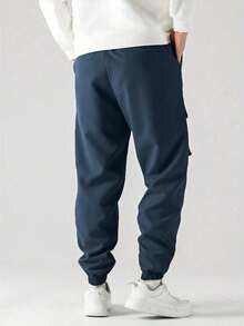 Tween Boys' Casual Drawstring Cargo Pants For Spring, Summer And Autumn - Blue - View 2