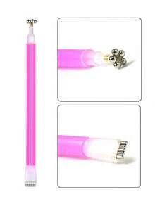 3件套3D心形美甲磁性套装，三合一猫眼效果双线月牙蛇皮法式美甲UV磁性棒美甲工具，适合DIY家庭美甲沙龙 - 彩色 - 查看 5