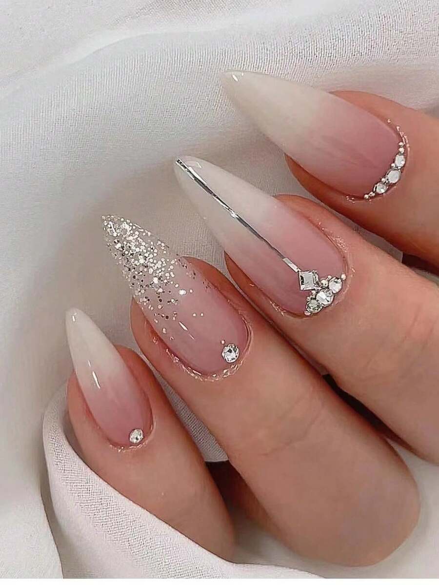 24pcs/Set Ins Style Fresh Painted Almond Shape Full Coverage False Nails With A Set Of Manicure Tools, Suitable For Women, Party, Dance And Daily Wear Press On Nails Nail Supplies - 彩色 - 查看 1