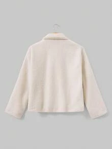 优雅别致休闲保暖羊毛夹克，女士冬季服装 - 杏色 - 查看 5