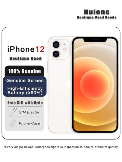 Apple Used Apple IPhone 12 White Premium Used Apple IPhone - Gaming Ready, Dual SIM 4G, 95% New Condition,Genuine Screen & High-Efficiency Battery (≥90%)