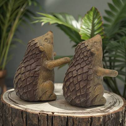 2pcs Charming Hedgehog Couple Embrace Resin Garden Statues - Classic Romantic Animal Figurines, Valentine's Day Gift, Weather-Resistant Outdoor/Indoor Decor For Home & Garden, No Electricity Needed, Hedgehog Garden Decor, Indoor Decoration, Affectionate Design, Durable Sculpture Christmas Decorations Winter Room Decor