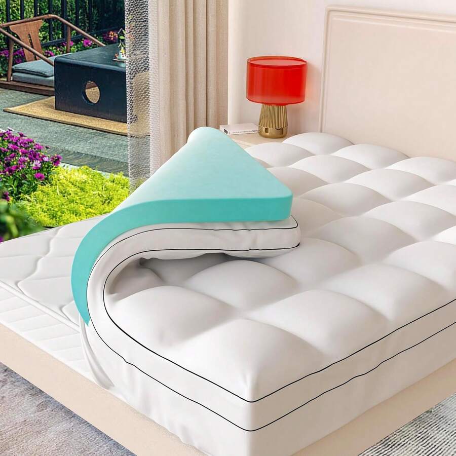 4 Inch Memory Foam Mattress Topper Queen Size, Dual Layer Mattress Pad,2 Inch Gel Memory Foam Plus 2 Inch Pillow Top Cover With 8-21 Inch Deep Pocket