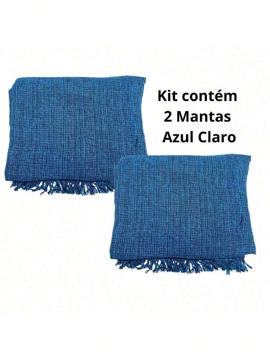 Kit Of 2 Blankets For Giant Luxury Sofa 120x210 Decorative Protective Sofa Cover - Biru Muda Campuran - View 1