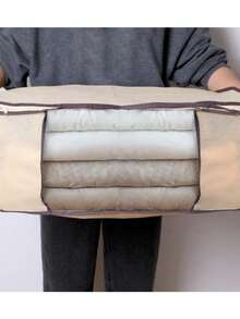 Organizador Multiuso Caixa Organizadora De Guarda Roupa Flexivel Com Ziper 60x45x30cm Grande