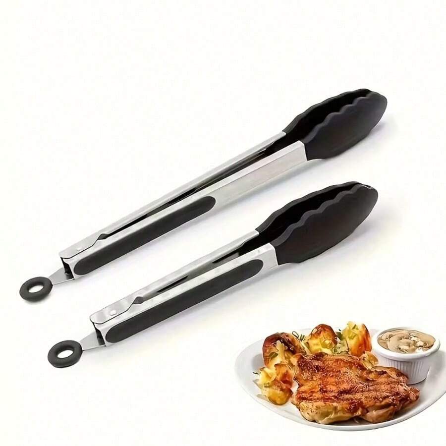 1 pièce Pinces de cuisine en silicone résistantes à la chaleur, pinces de cuisine en acier inoxydable avec embouts en silicone, pinces de cuisine antidérapantes parfaites pour la cuisson, le barbecue, le camping et les pique-niques - outils de cuisine essentiels et accessoires de cuisine (18/23/30 cm)