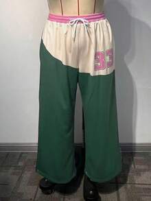 In Autumn And Winter, The New Sports Street College Style Plus Size Number Print Drawstring Waist Pants Are Suitable For Music Festivals, Concerts, Stages And Stage Performances, Daily Travel