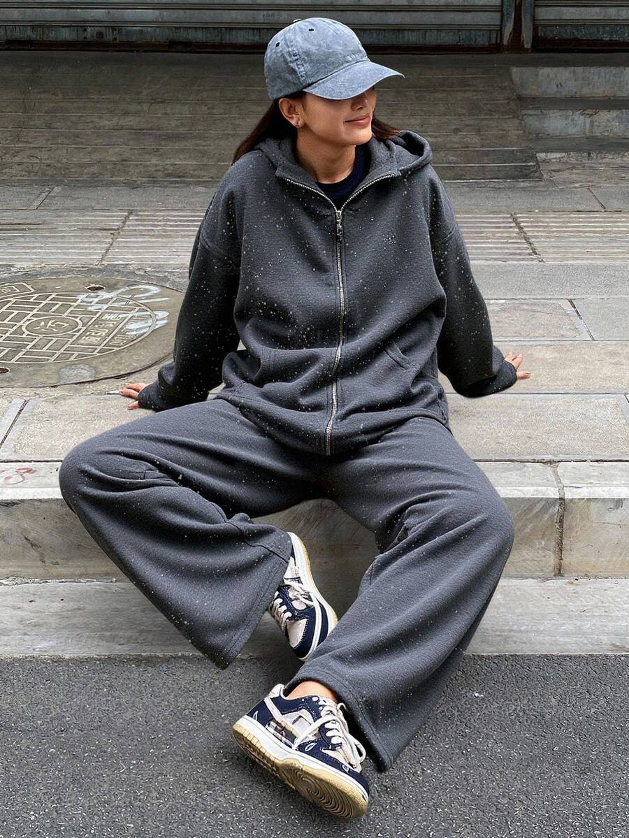 Livesso 2pcs/Set Women's Sequined Sweatshirt Set, Autumn/Winter Tracksuits Women Set Lounge Sets For Women - Grey - View 1