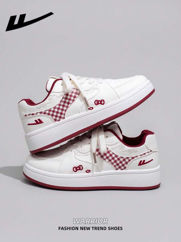 WARRIOR 1 Pair WARRIOR Women's Thick Sole Lace-Up Soft Bottom Casual Shoes, Low-Top Outdoor Flat Shoes, Round Toe Low Heel Non-Slip Solid Color Elegant Soft Bottom Hiking Shoes, Suitable For Students, Graduation Photos, Flat Shoes, Women Leather Skate Sneakers