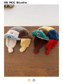 Czapka traperska z polaru Sherpa z blokami kolorów, wygodna, puszysta, szczotkowana czapka typu bomber z polaru ze składanymi nausznikami, unisexowa, ciepła, pogrubiona, pluszowa czapka pilotka do jazdy na nartach, na rowerze, na co dzień zimą