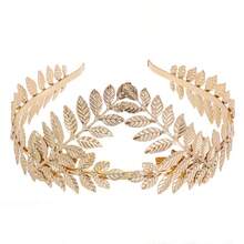 Leaf Headband Roman Goddess Crown Hair Band Boho Bridal Christmas Hair Hoop Women Girls Wedding Hairband Party Decoration Headdress Cosplay Costume Headwear Handmade Headpiece Hair Accessories Golden - GoldenTonewithBranch - 查看 2