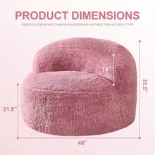 Hobestluk Bean Bag Chair Bean Bag Chairs Adults Big Adult Bean Bag Chair With Foam Filler Large Beanbags With Stuffed Back Lazy Sofa, Pink-Oversize - 粉色 - 查看 11