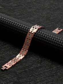 Vintage Red Copper Color Magnetic Bracelet, Embedded With 3000 Gauss Strong Magnet, Great Gift For Men, Suitable For Holidays, Father's Day, Christmas, Expressing Friendship - Burgundy - View 5