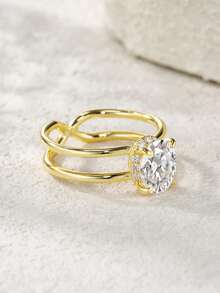 1pc 925 Sterling Silver Moissanite Diamond Ring, Suitable For Banquet, Party, Official Occasions, Festivals, Valentine's Day, Engagement, Wedding, Anniversary, Birthday Gift, Daily Wear