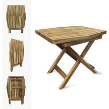 Mesa auxiliar plegable de madera para exteriores, mesa auxiliar de acacia certificada FSC, mesa auxiliar plegable de madera para exteriores, patio, porche, piscina, patio trasero, jardn - inicial - Ver 9