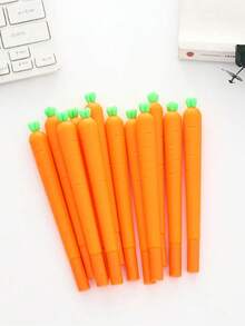 12pcs/Set Cute Cartoon Radish Shaped Neutral Pens, High-Quality Student Stationery, Creative Children's Festival Gift, Black Ink