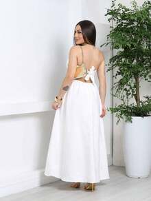 Elegant Long Tailored Dress - 白色 - 查看 2