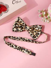 1pc Men's Leopard Print Fashionable Bow Tie, Suitable For Party Occasions