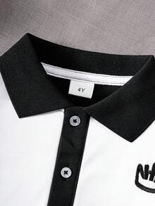 男童撞色刺绣短袖Polo衫，休闲夏季款